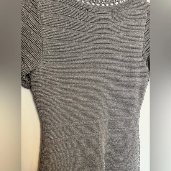 Karl Lagerfeld Gray Textured Knit Dress with Crochet Trim Size S - Picture 7 of 7